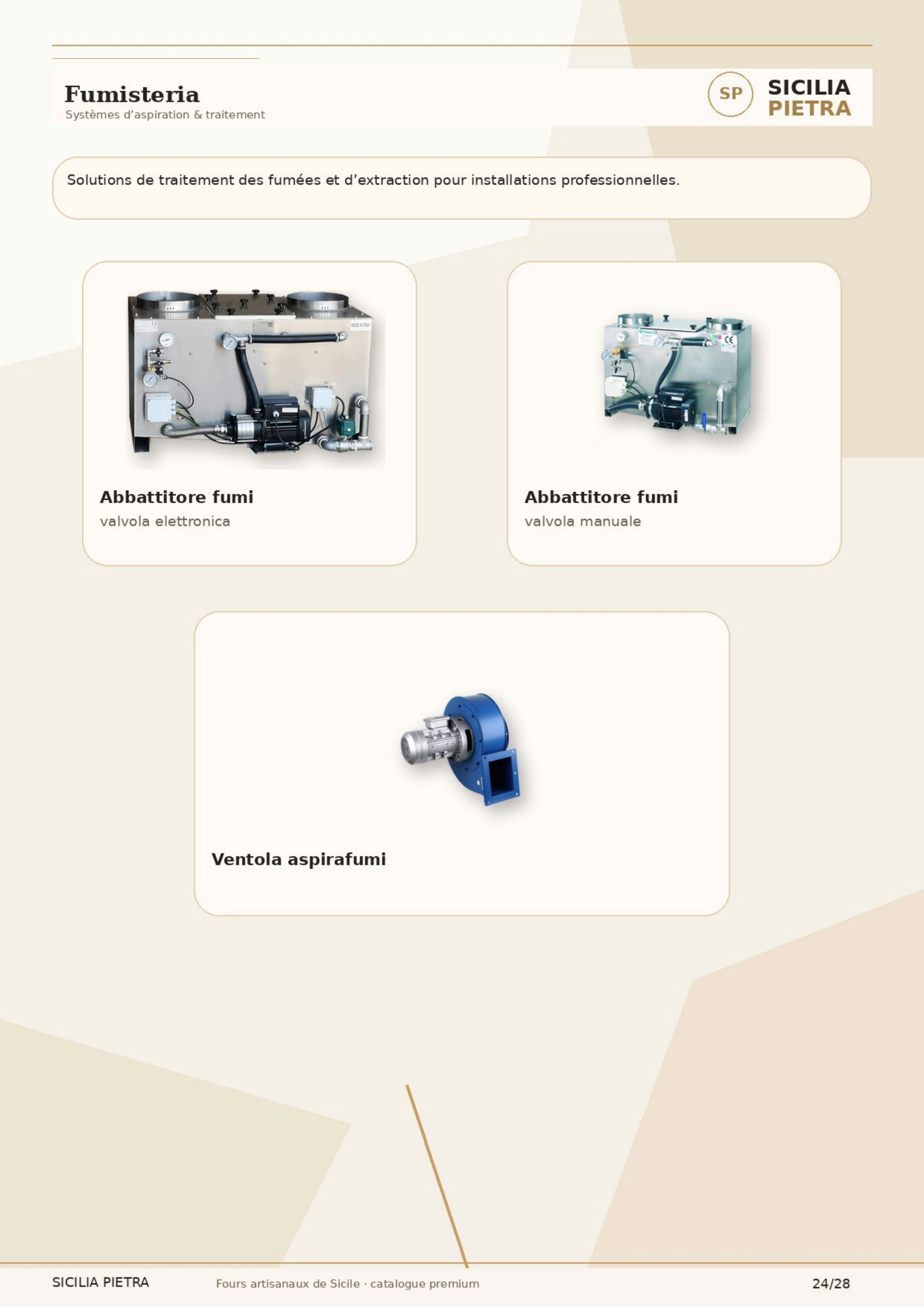 Abbattitore & ventilation fumées