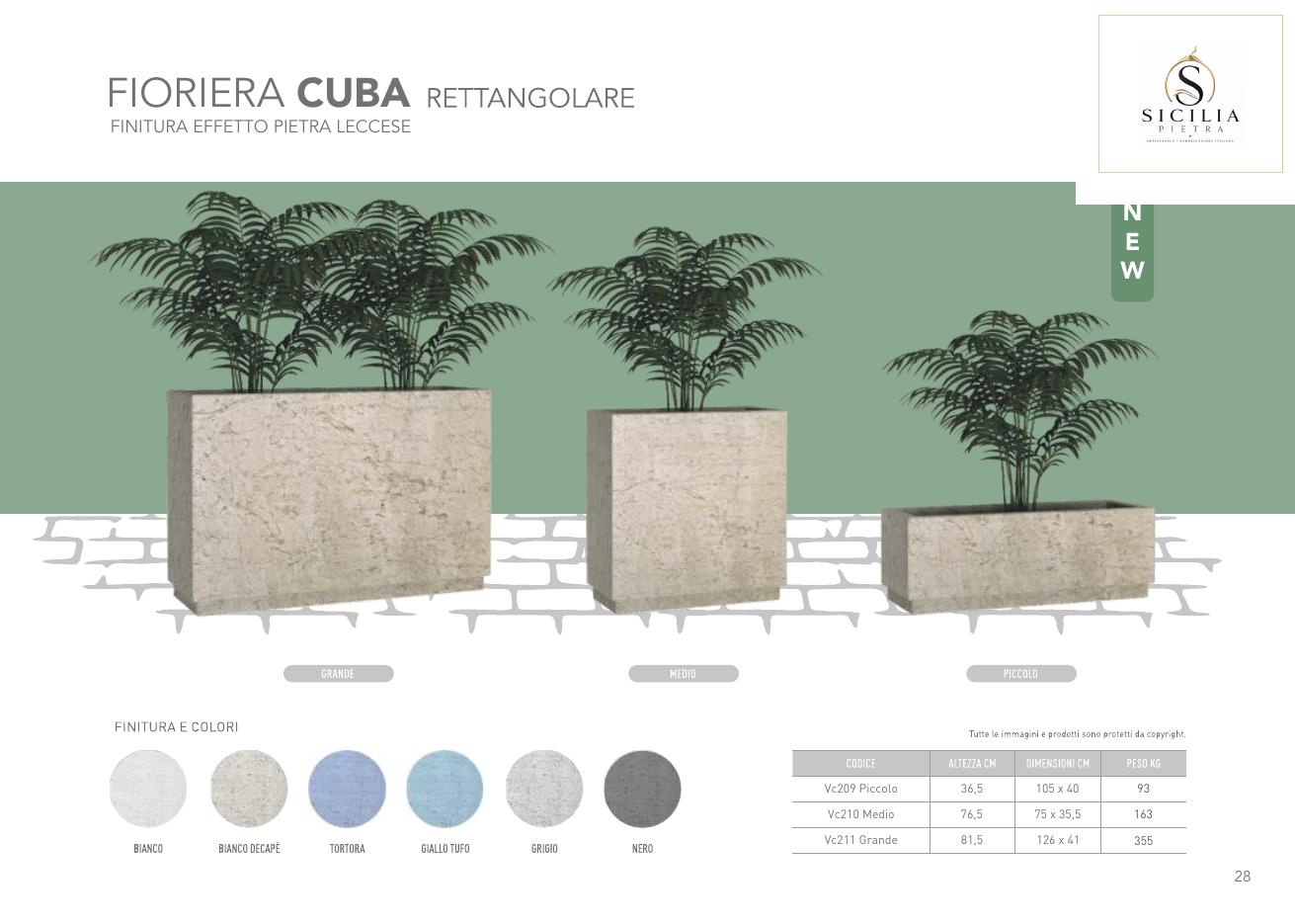 Fioriera Cuba Rettangolare